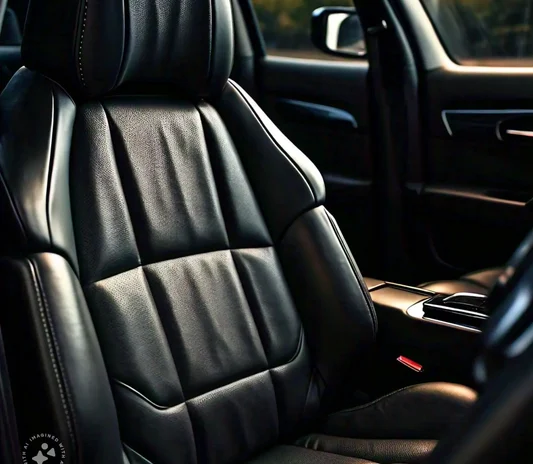 Leather car seat retrimmed at the System X Car Care workshop in Al Quoz, Dubai, Abu Dhabi